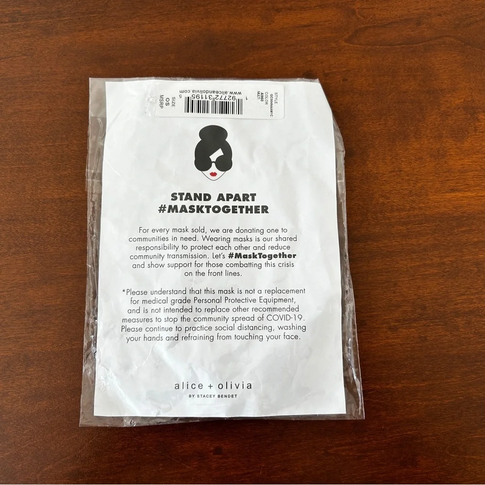 Alice + Olivia Face Mask, New in Unopened bag